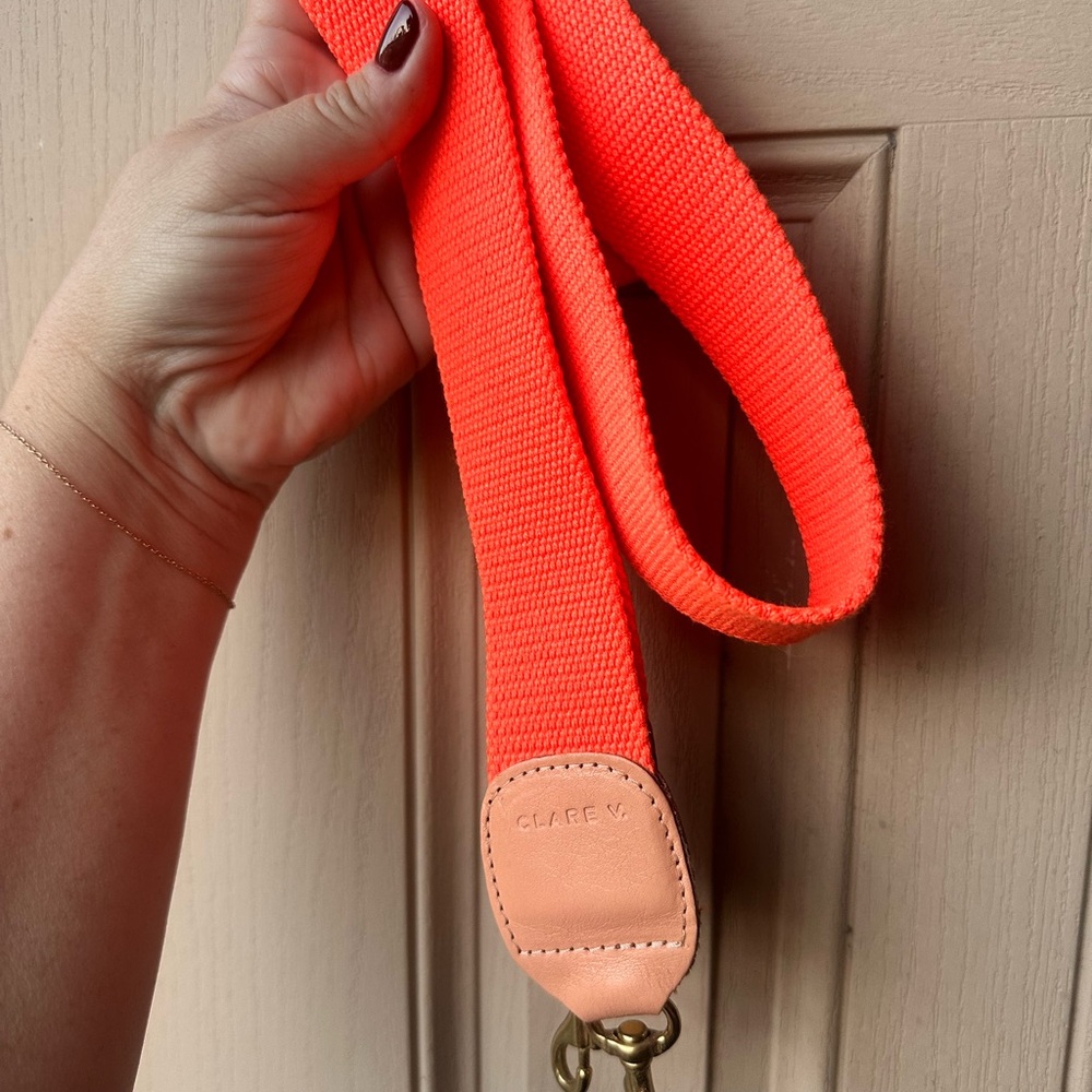 Clare V Neon Orange Crossbody Canvas Strap